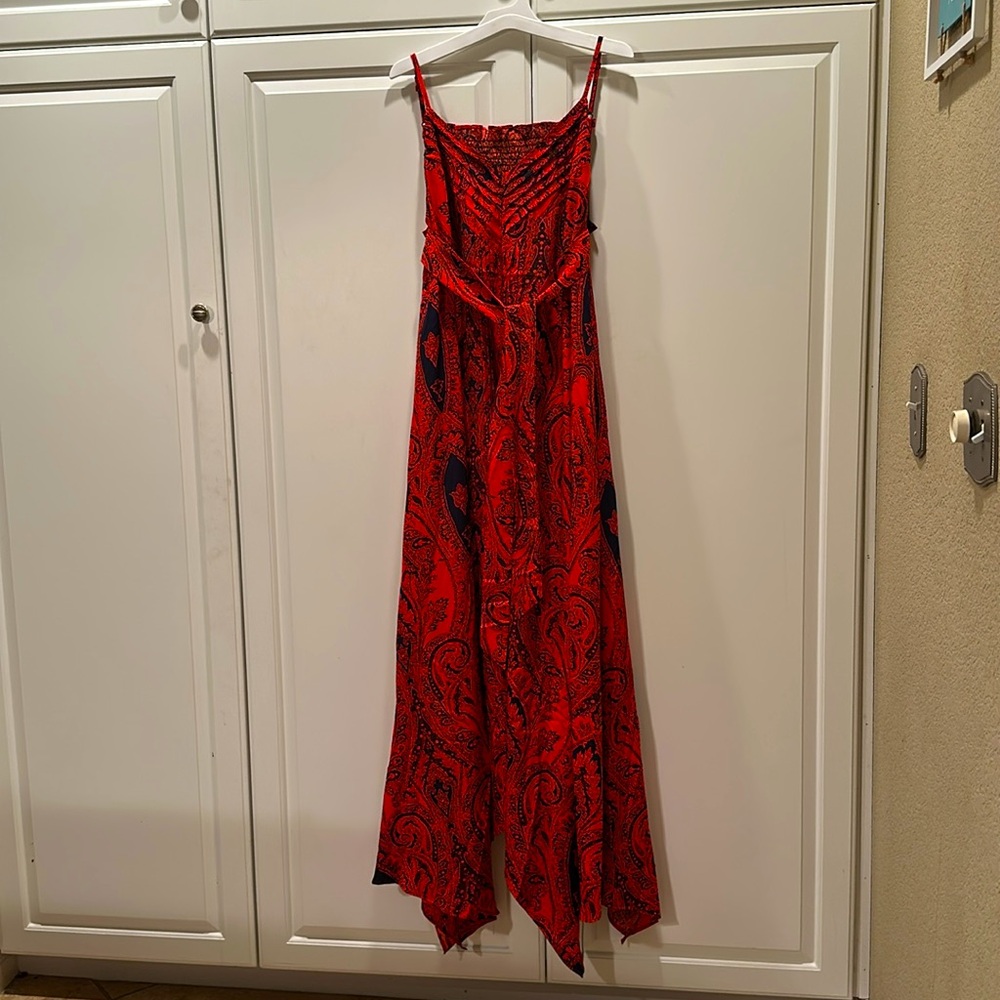 Asymmetrical Red Paisley Maxi Dress - Picture 6 of 6